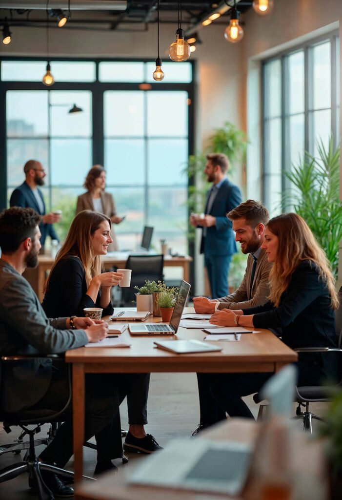 Business professionals meeting in a modern office